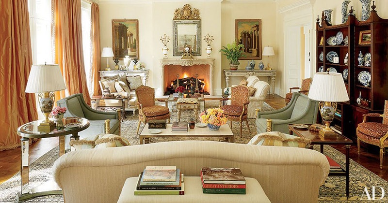 Large Living Room With Antique Rug Large Living Room With An Antique Area Rug - Nazmiyal