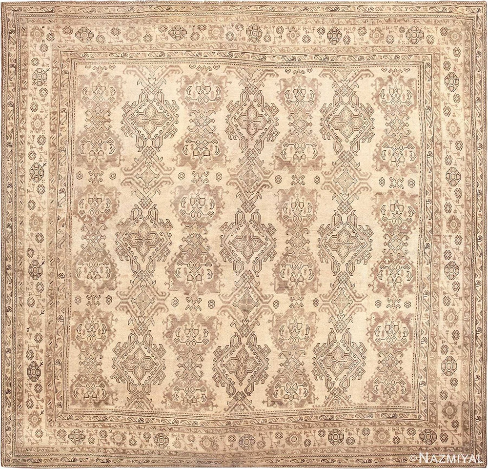 Large Square Antique Turkish Oushak Carpet Large Square Antique Turkish Oushak Carpet by Nazmiyal Antique Rugs