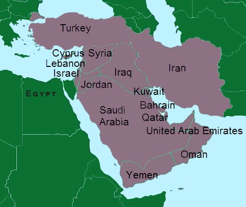 Middle East Map Middle East Map - Nazmiyal