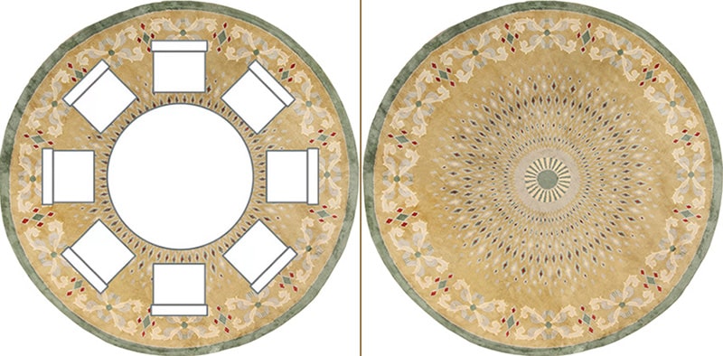 Round Dining Room Table Layout With A Round Rug Positioned Underneath Round Dining Room Table Layout With A Round Rug Positioned Underneath - Nazmiyal