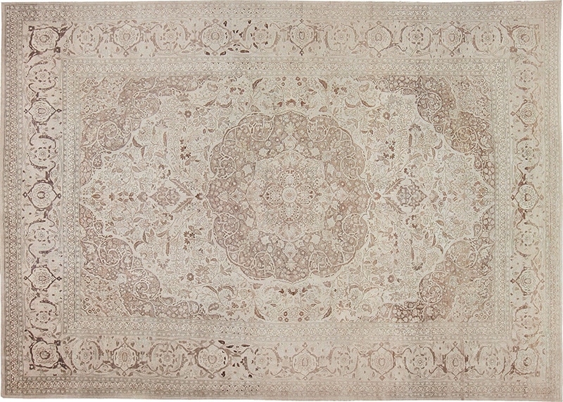 Antique Large Oversized White Beige Color Persian Tabriz Rug Picture of the Antique Large Oversized White Beige Color Persian Tabriz Rug #47259 from Nazmiyal Antique Rugs in NYC