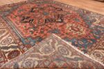Image of Weave of Antique Persian Medallion Heriz Rug #70020 from the collection of Nazmiyal Antique Rugs NYC
