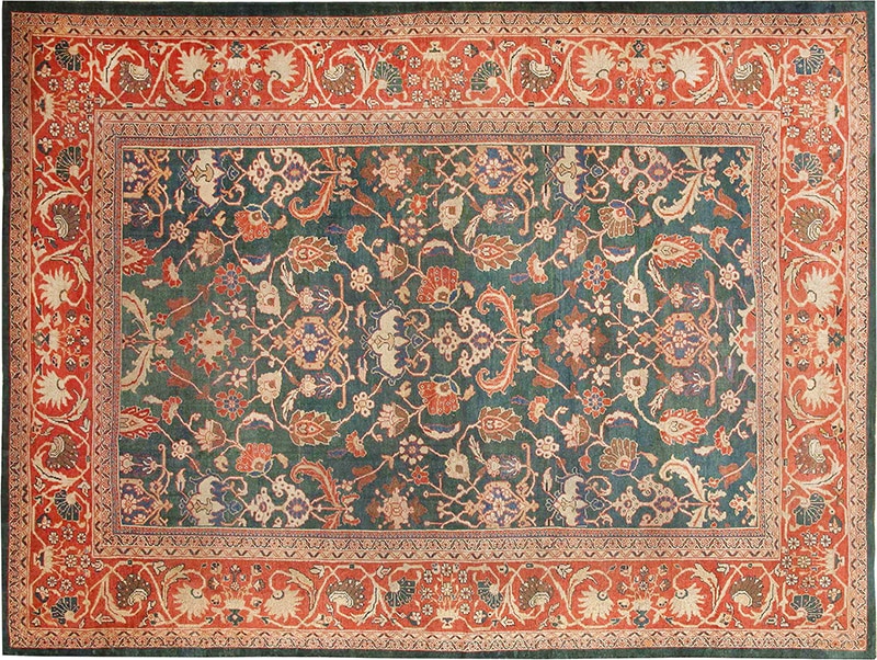 Antique Sultanabad Green Color Persian Rug Antique Sultanabad Green Color Persian Rug #42986 by Nazmiyal Antique Rugs
