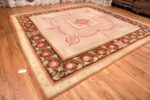 Image of View of Floral Details of Floral Square Antique French Aubusson Carpet #70011
