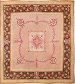 Picture of the Floral Square Antique French Aubusson Carpet #70011 from Nazmiyal Antique Rugs in NYC
