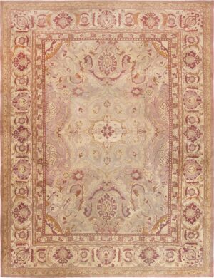 Picture of Large Soft Mauve Antique Indian Agra Carpet #70041 from Nazmiyal Antique Rugs in NYC.