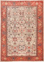 large size and all over pattern antique ivory Persian Sultanabad carpet #70014 from Nazmiyal Antique Rugs in NYC.