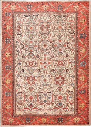 large size and all over pattern antique ivory Persian Sultanabad carpet #70014 from Nazmiyal Antique Rugs in NYC.