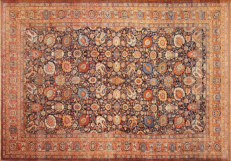Large Antique Navy Blue Color Persian Tabriz Rug Picture of the Large Antique Navy Blue Color Persian Tabriz Rug #49375 from Nazmiyal Antique Rugs in NYC