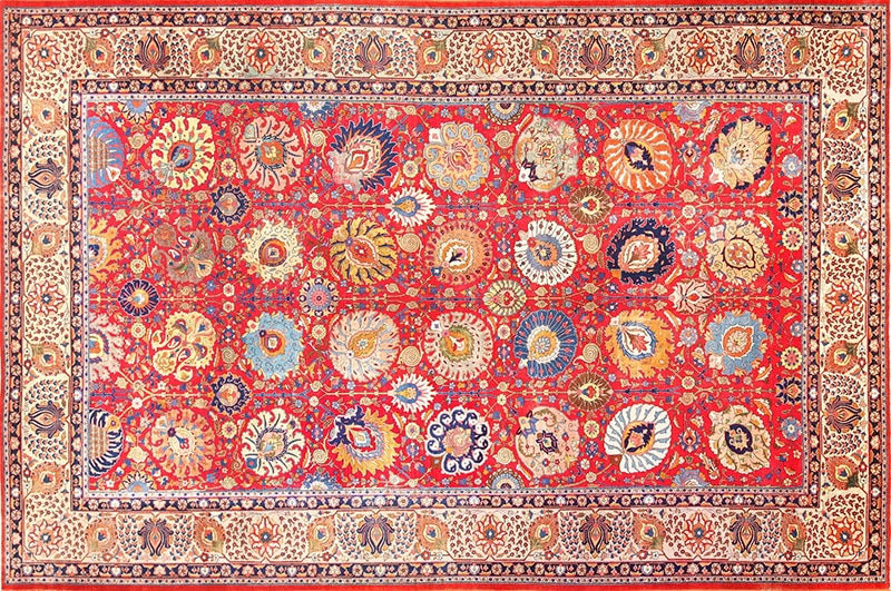 Large Antique Red Color Persian Tabriz Rug Picture of the Large Antique Red Color Persian Tabriz Rug #49196 from Nazmiyal Antique Rugs in NYC