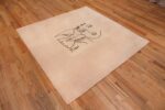 Picture of Square Vintage Picasso Peace and Joy Art Rug 70033 from the collection of Nazmiyal Antique Rugs NYC