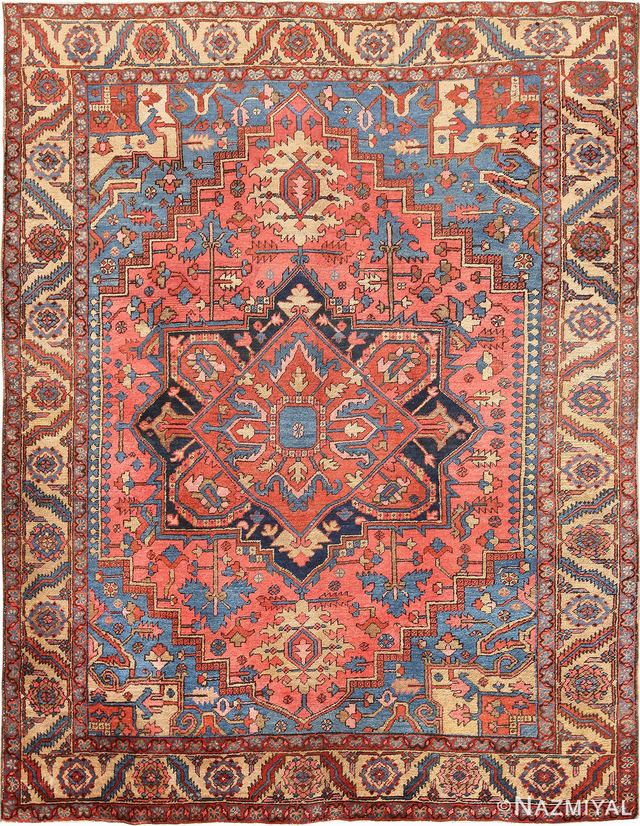Antique Persian Medallion Heriz Rug #70020 from Nazmiyal Antique Rugs