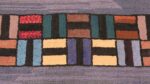 Picture of the border of Light Blue Antique American Hooked Rug #70057 from Nazmiyal Antique Rugs in NYC