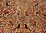 A detailed picture of the antique tree of life persian mohtashem kashan rug #70069 from Nazmiyal Antique Rugs NYC
