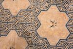 A detail close up picture of the rare antique 17th century chinese ningxia carpet #70071 from Nazmiyal Antique Rugs NYC