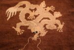 A detailed whole dragon picture of the antique chinese dragon runner rug #70064 from Nazmiyal Antique Rugs NYC