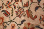 A detailed yellow flower picture of the large ivory background antique persian sultanabad rug #50571 from Nazmiyal Antique Rugs NYC