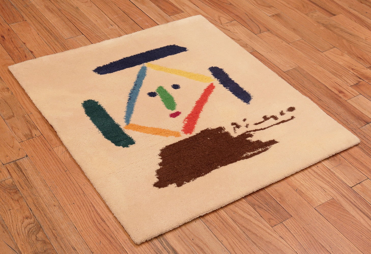 Square Vintage Picasso Art Rug 70065 by Nazmiyal Vintage Rugs