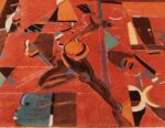 Picture of the center of the Image of the weave of the Vintage Miles Davis Jazz Scene Art Rug 70066
