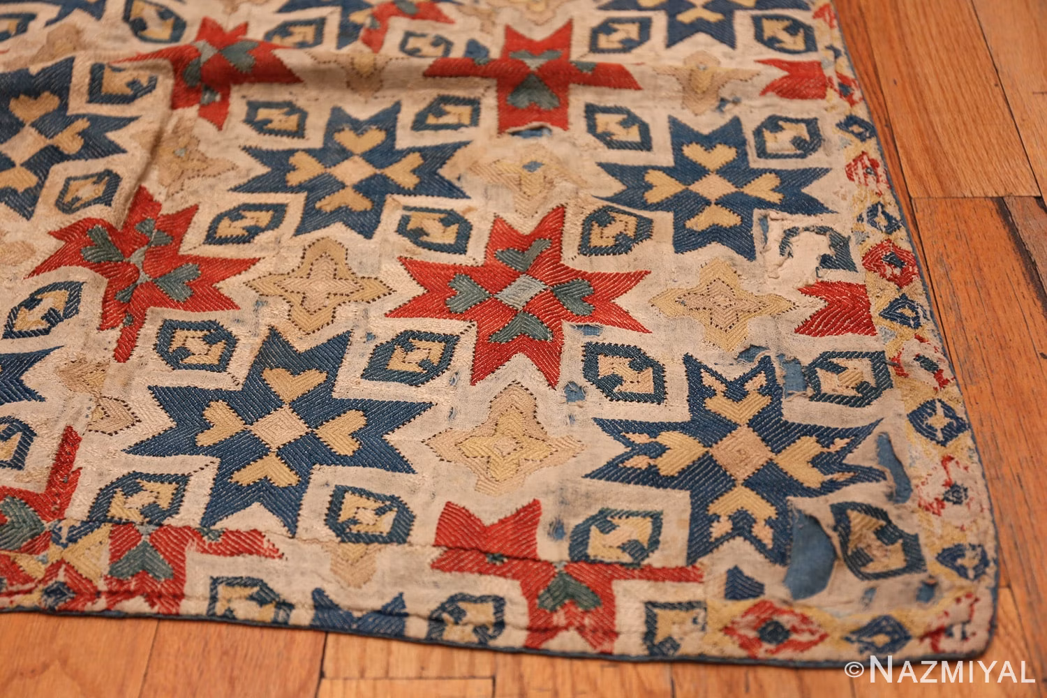 Border Antique Azerbijan embroidery Dagestan rug 70088 by Nazmiyal