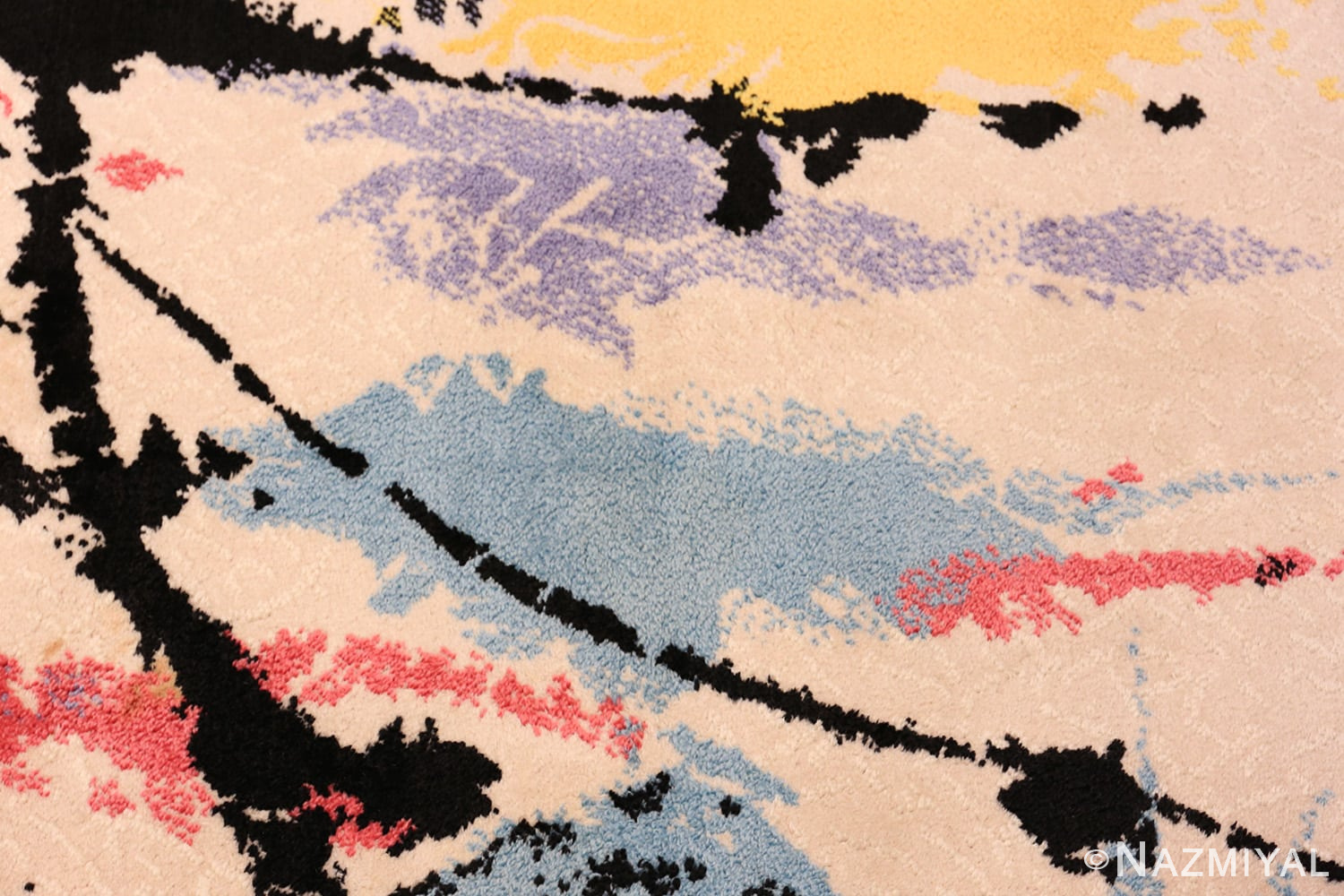 A detailed picture of the vintage Swedish Robert Jacobsen Ege Rug #7077 from Nazmiyal Antique Rugs NYC