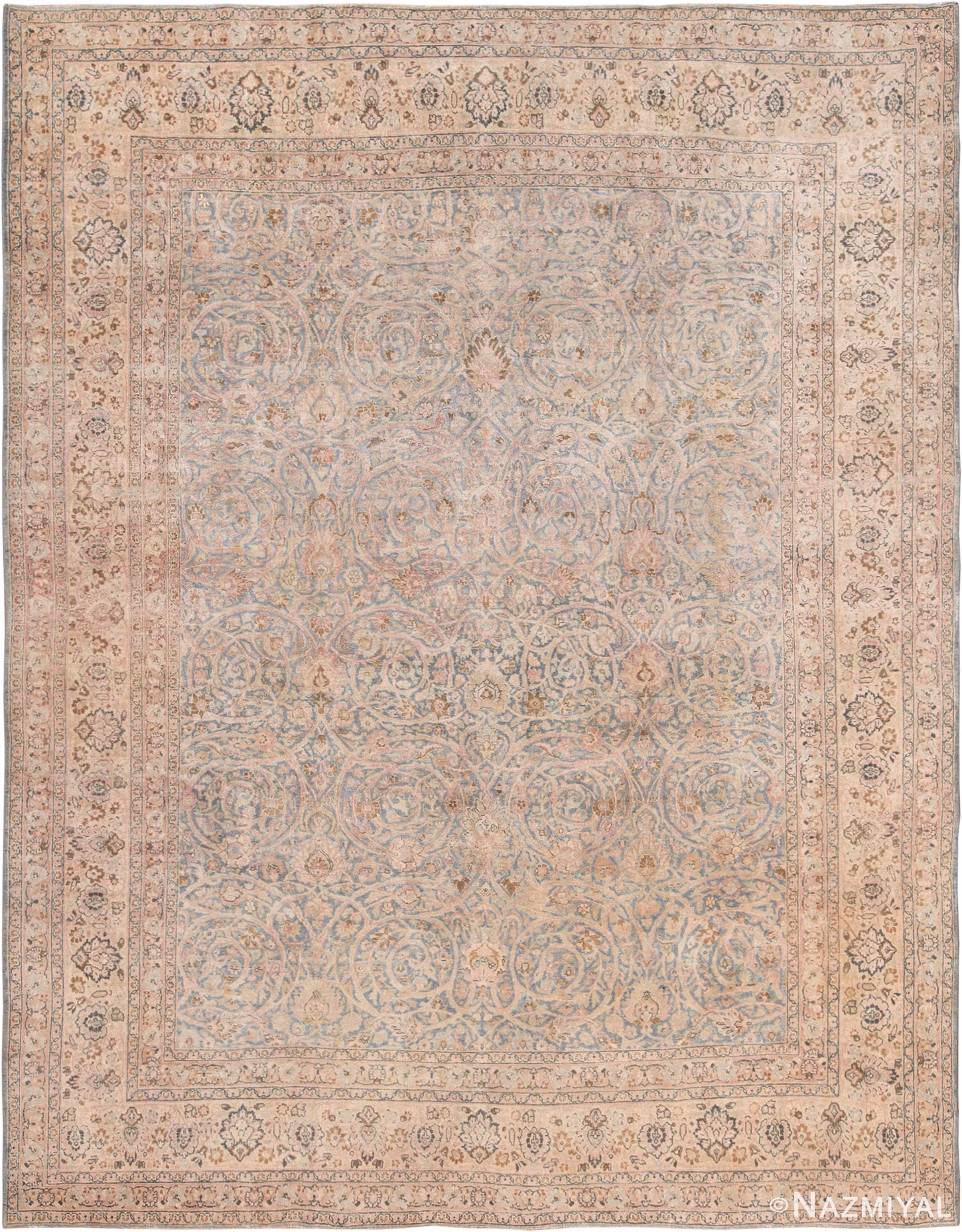 Picture of Light Blue Antique Persian Khorassan Rug #70001 from Nazmiyal Antique Rugs in NYC
