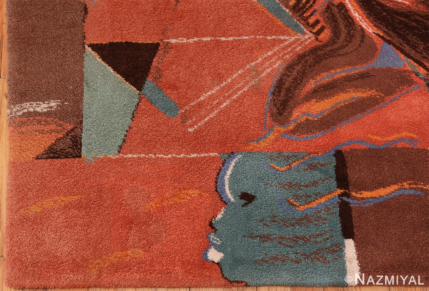 Picture of the corner of the Vintage Miles Davis Jazz Scene Art Rug 70066