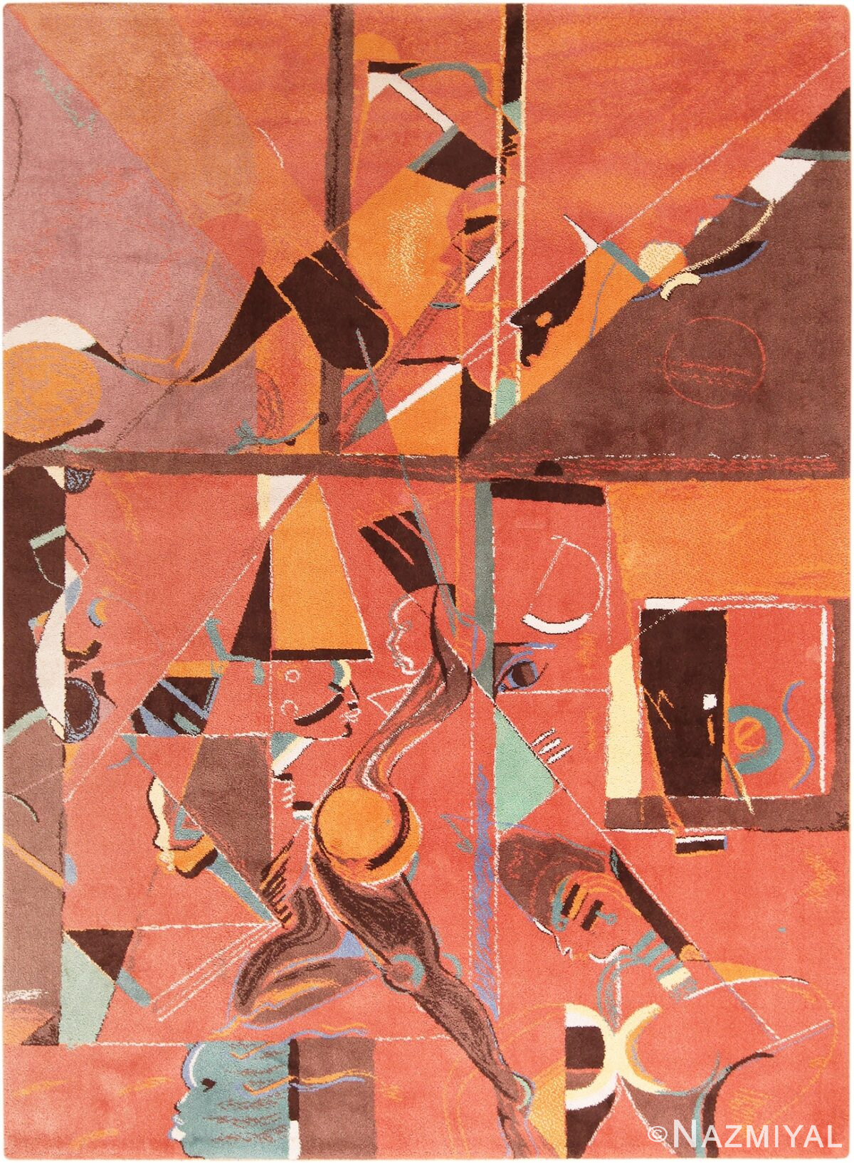 Picture of Vintage Miles Davis Jazz Scene Art Rug #70066 from Nazmiyal Antique Rugs in NYC