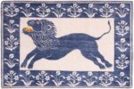Full view Vintage cotton Agra Lion rug 70098 by Nazmiyal