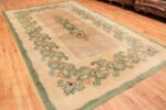 Full Antique Green French Art Deco rug 70152 designed by Leleu from the Nazmiyal collection