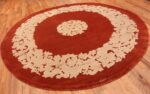 Full Antique round French Art Deco rug 70144 designed by Leleu from the Nazmiyal collection in NYC.
