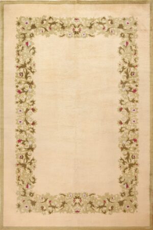 Full view Antique room size French Art Deco designed by Leleu rug 70151 from the Nazmiyal collection,