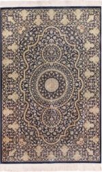 Full view Fine Persian silk Qum rug 70117 by Nazmiyal