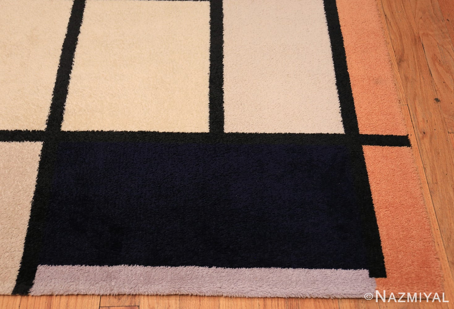 Corner Vintage Scandinavian Piet Mondrian art rug 70147 by Nazmiyal