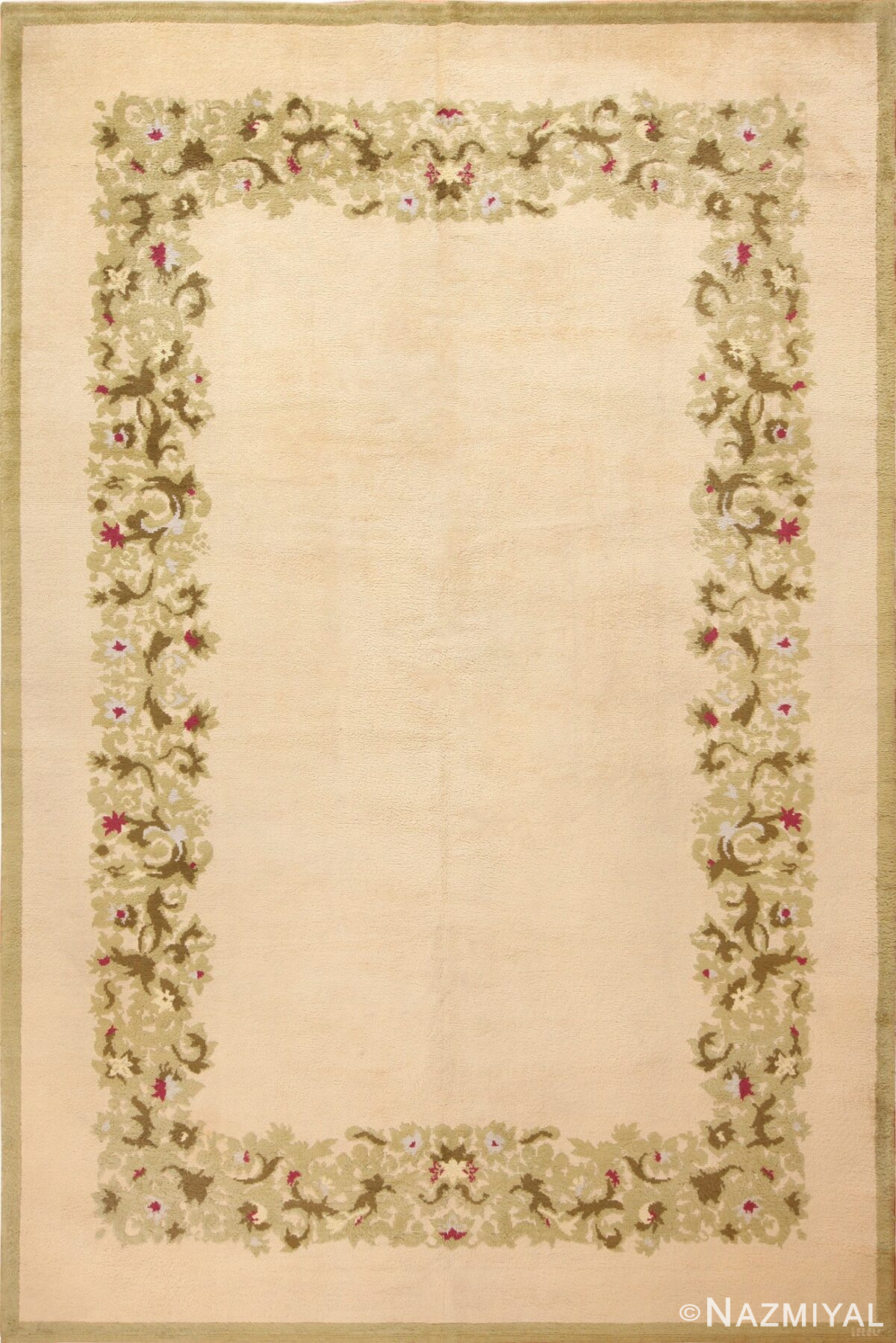 Full view Antique room size French Art Deco designed by Leleu rug 70151 from the Nazmiyal collection,