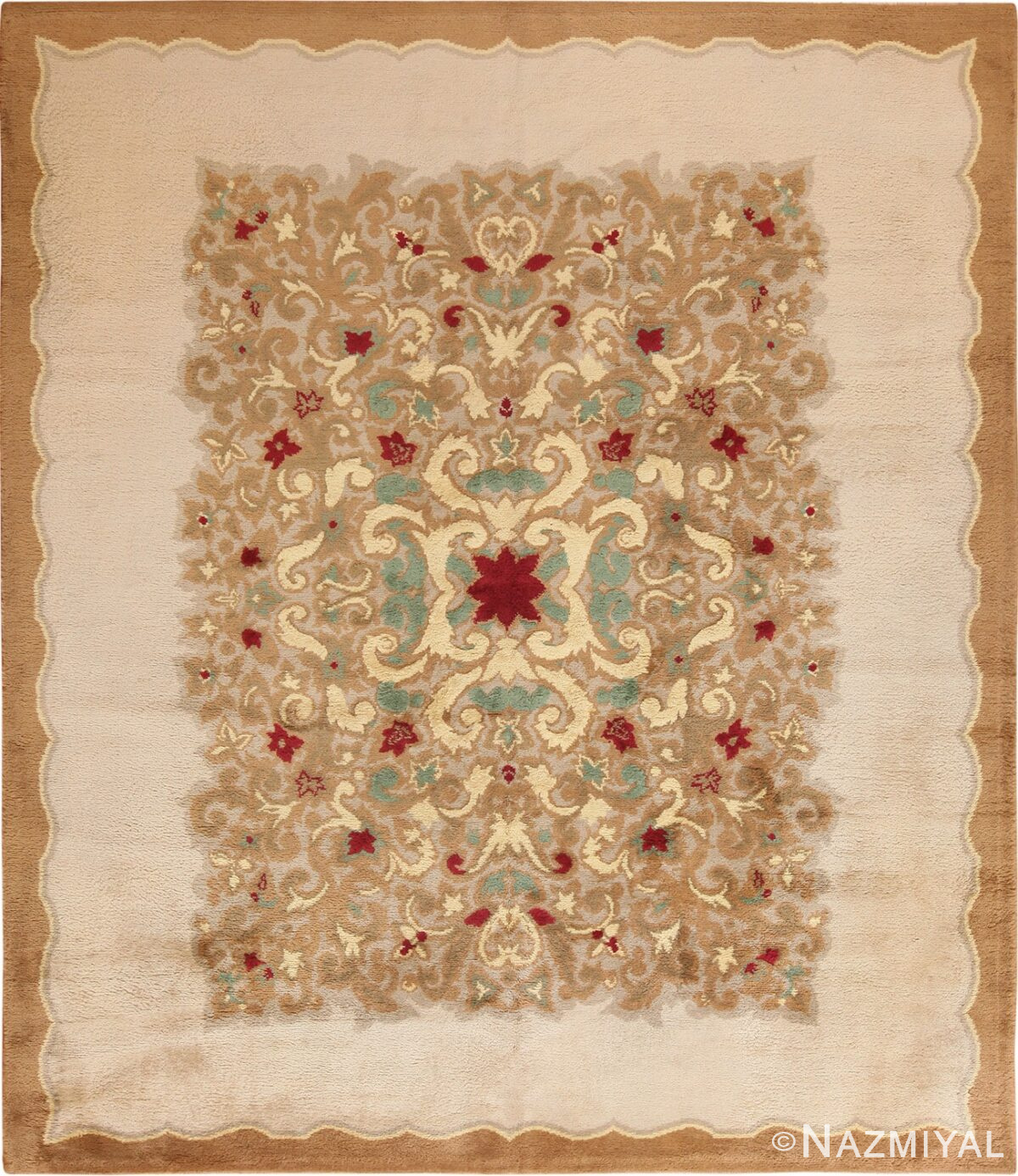 Full view Antique room size French Art Deco rug 70146 by Nazmiyal