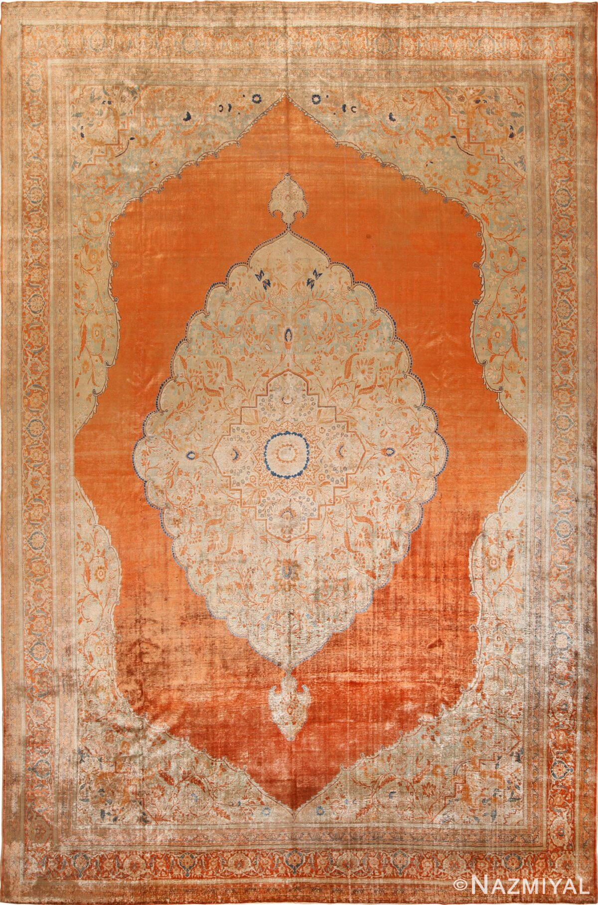 Full view Large Antique silk Tabriz Haji Jalili rug 49453 by Nazmiyal