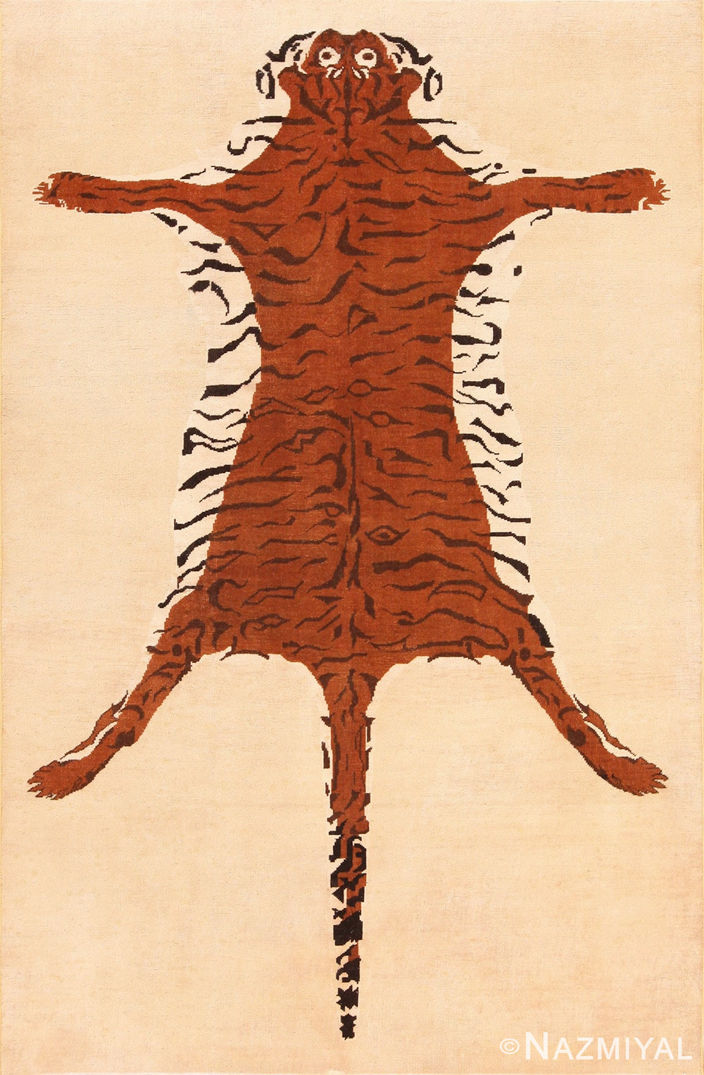 Full Picture of Vintage Indian Tiger Design Rug #70097 from Nazmiyal Antique Rugs in NYC