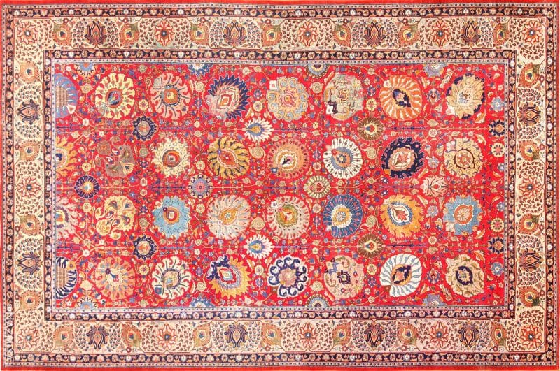 Large Antique Vase Design Persian Tabriz Rug | Nazmiyal