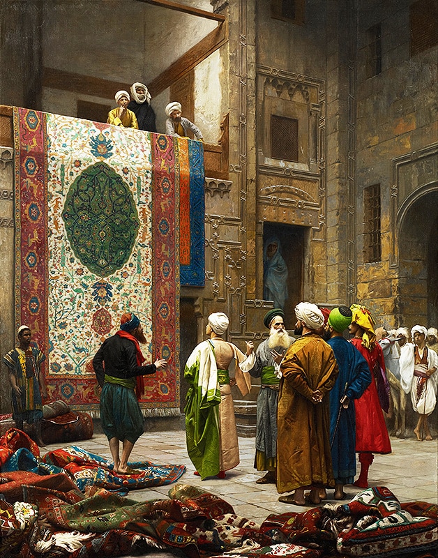 The Carpet Merchant by Jean-Leon Gerome The Carpet Merchant by Jean-Leon Gerome - Nazmiyal Antique Rugs in NYC