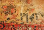 Close-up antique Persian Senneh Vagireh textile 1672 by Nazmiyal