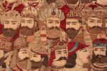 Detail antique pictorial Persian Mohtashem rug 70217 by Nazmiyal