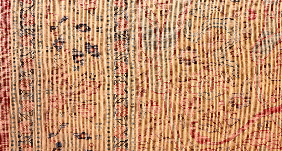 Extremely Fine Weave Antique Persian Silk Tabriz Rug #48981 Nazmiyal Antique Rugs NYC