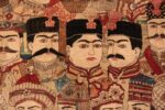 Faces detail antique pictorial Persian Mohtashem rug 70217 by Nazmiyal