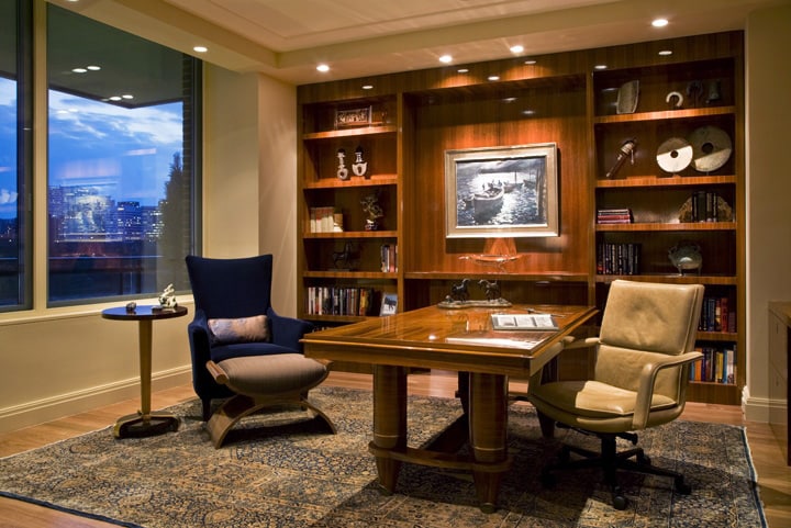 Traditional Persian Rug in Traditional Office Interior Traditional Persian Rug in Traditional Office Interior - Nazmiyal Antique Rugs in NYC
