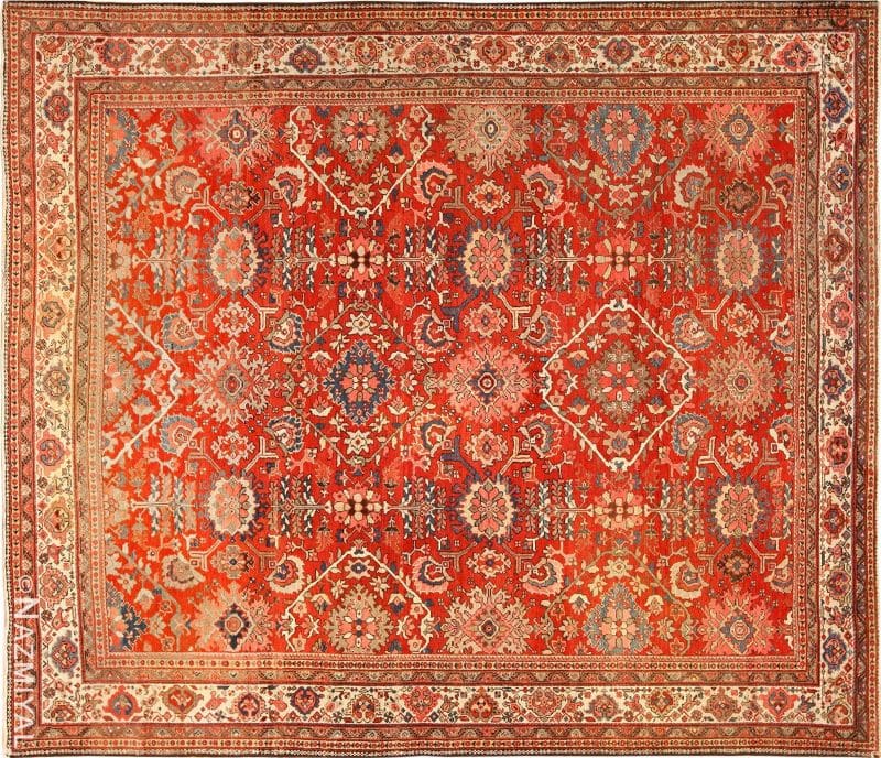 Red Sultanabad Persian Rug Antique Red Sultanabad Persian Rug Nazmiyal