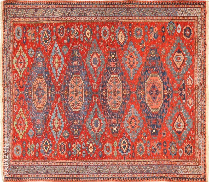 Tribal Soumak Caucasian Rug Antique Tribal Soumak Caucasian Rug Nazmiyal