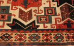 Border of Rare Antique Caucasian Star Kazak Rug 70180 by Nazmiyal Antique Rugs in NYC