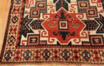 Corner Of Rare Antique Caucasian Star Kazak Rug 70180 by Nazmiyal Antique Rugs in NYC