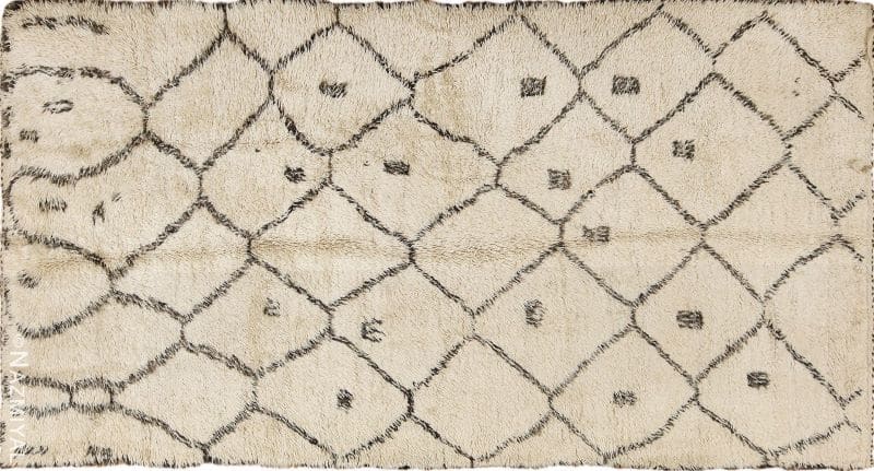 Beni Ourain Moroccan Rug Ivory Shag Pile Vintage Beni Ourain Moroccan Rug Nazmiyal